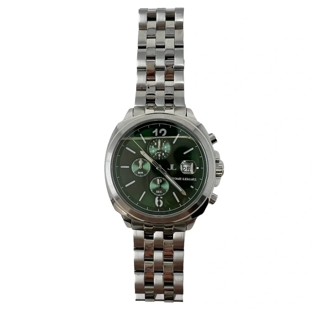 Jerome LeMars JL5557B Green Dial Stainless Steel Wristwatch Water Resistant